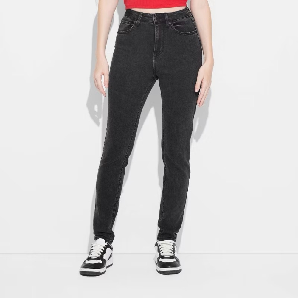 Black Wash High Rise Skinny Jeans